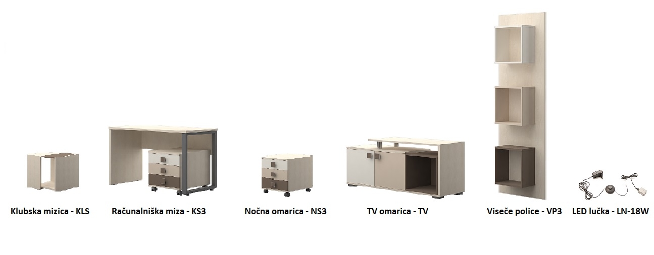 Mladinska soba TRIO COFFE - elementi za sestavljanje Mladinska soba TRIO COFFE - elementi za sestavljanje